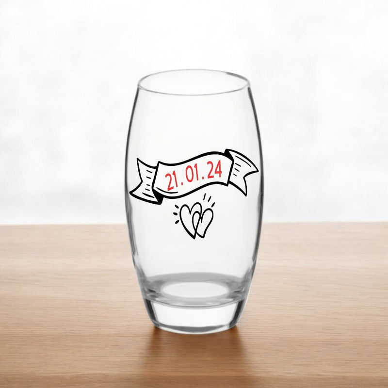 Personalised Ribbon Date Glass